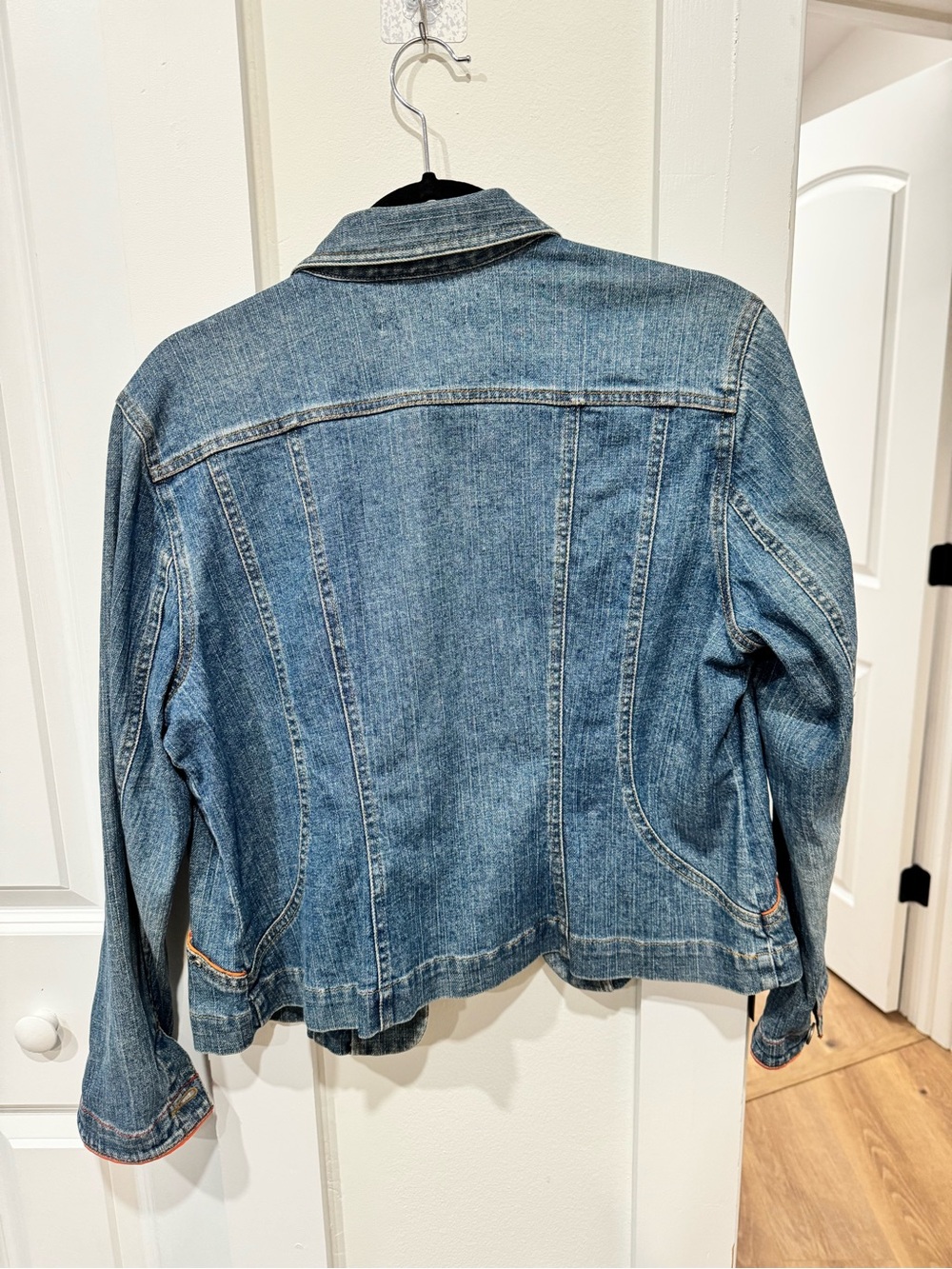 Sigrid Olsen Blue Denim Jacket with Subtle Orange Trim - Picture 7 of 7